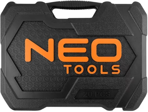 Набір інструментів Neo Tools, набір торцевих головок, 1/2", тріскачка 90 зубців, CrV, кейс, 20шт