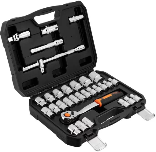 Набір інструментів Neo Tools, набір торцевих головок, 1/2", CrV, кейс, 32шт