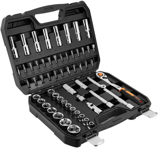 Набір інструментів Neo Tools, набір торцевих головок, 1/2", CrV, кейс, 58шт