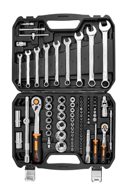 Набір інструментів Neo Tools, 1/2", 1/4", CrV, кейс, 82шт