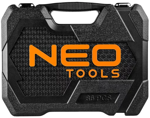Набір інструментів Neo Tools, набір торцевих головок, 1/2", 1/4", CrV, кейс, 86шт