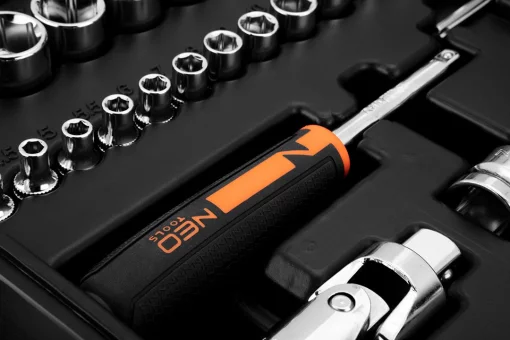 Набір інструментів Neo Tools, набір торцевих головок, 1/2", 1/4", CrV, кейс, 94шт