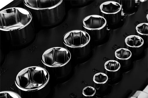 Набір інструментів Neo Tools, набір торцевих головок, 1/2", 1/4", CrV, кейс, 110шт