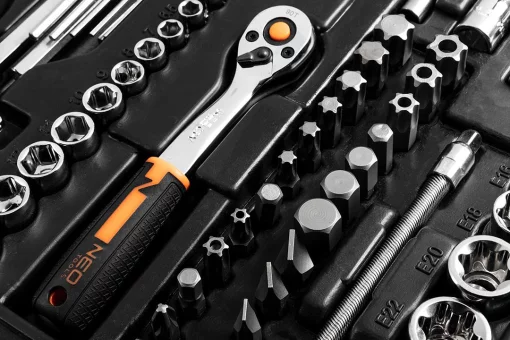 Набір інструментів Neo Tools, 1/2", 1/4", 3/8", CrV, кейс, 233шт