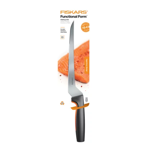 Кухонний ніж філейний Fiskars Functional Form, 21.6см, нержавіюча сталь, пластик, чорний