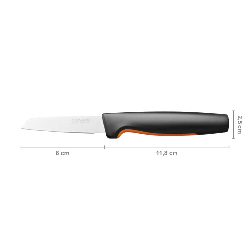 Кухонний ніж для овочів Fiskars Functional Form, прямий, 8см, нержавіюча сталь, пластик, чорний