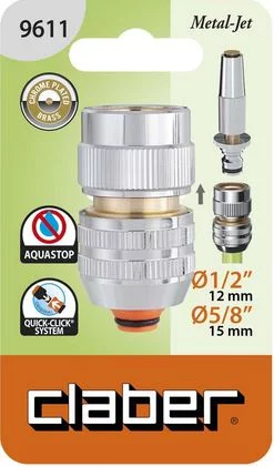 Конектор 1/2"- 5/8" для поливального шлангу AquaStop, метал
