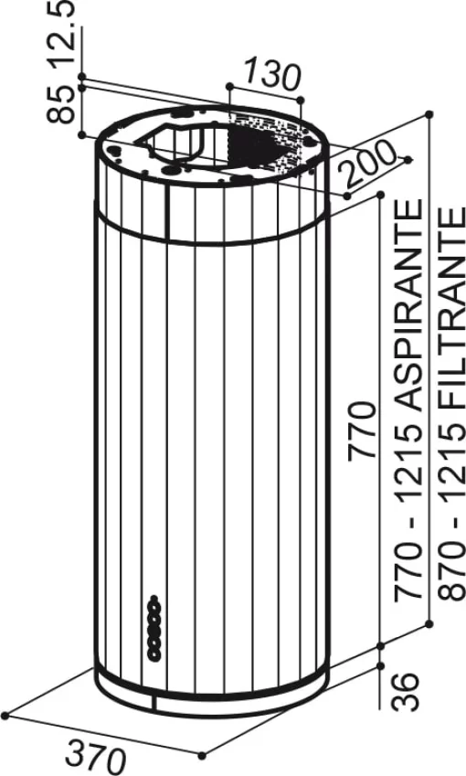 Витяжка Faber острівна, 37см, 1169м.куб/год, Corinthia Isola Ev8+ Dg Matt/Concrete A37, темно-сірий матовий