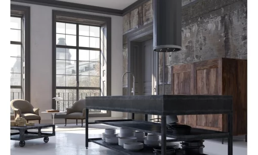 Витяжка Faber острівна, 37см, 1169м.куб/год, Corinthia Isola Ev8+ Dg Matt/Concrete A37, темно-сірий матовий