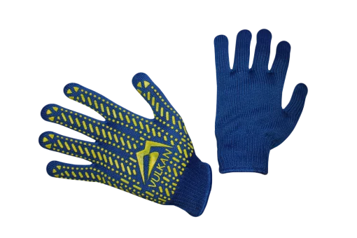 Рукавички трикотажні сині з ПВХ крапкою ТМ Vulkan Lux (полегшені), р.10