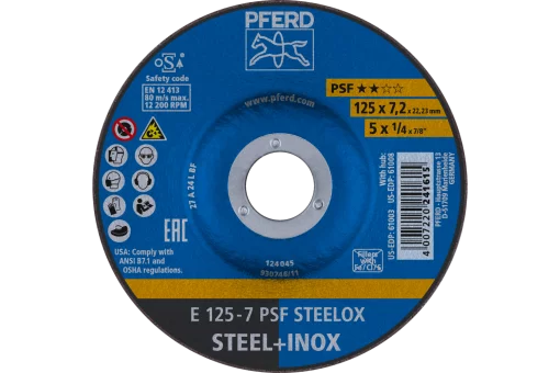 Круг зачисний 125*7,2*22 PSF STEELOX нерж., сталь