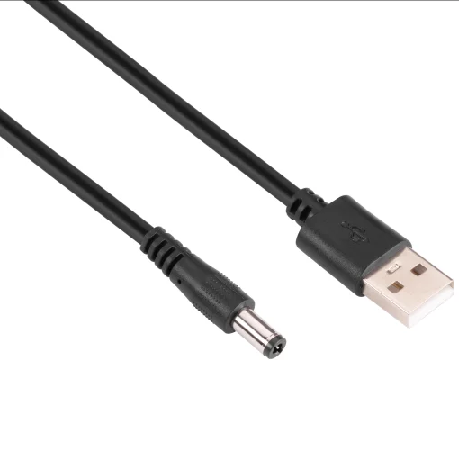 Кабель USB-A > DC 5.5х2.1мм живлення 2Е 1м, 5В/1.5A, чорний