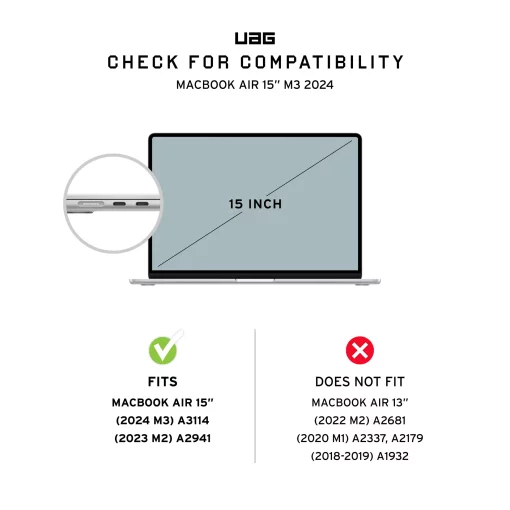 Чохол UAG для MacBook Air 15"(2023-2025), Plyo, Ice/Black