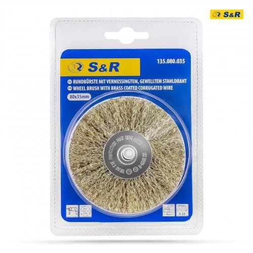 Щітка дискова S&R 80 x 35 мм із латунним покриттям