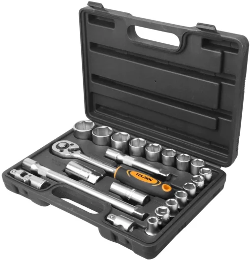 Набір інструментів Tolsen, набір торцевих головок 1/2", CrV, 22шт