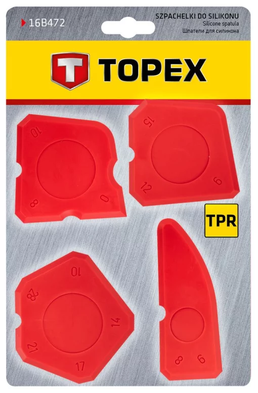 Шпателі TOPEX, пластик на базі силікону, профільовані краї, набір 4шт