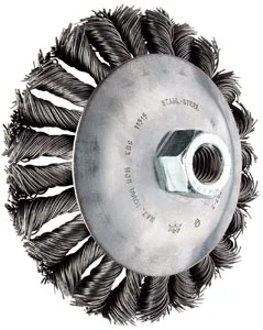 Щітка конічна з різьбою, плетена 100*13мм*М14 дріт-0,35мм нерж. INOX