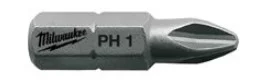 Біта MILWAUKEE, PH1, 25мм, (25шт), пластикова коробка
