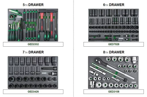 Візок з інструментом для автосервісу TOPTUL (Pro-Plus) 8 секцій 448ед. сіра GE-44803