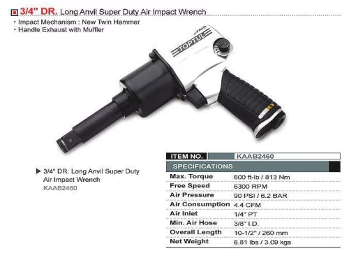 Гайковерт пневматичний TOPTUL 3/4" 813N/m 6300 об./хв KAAB2460