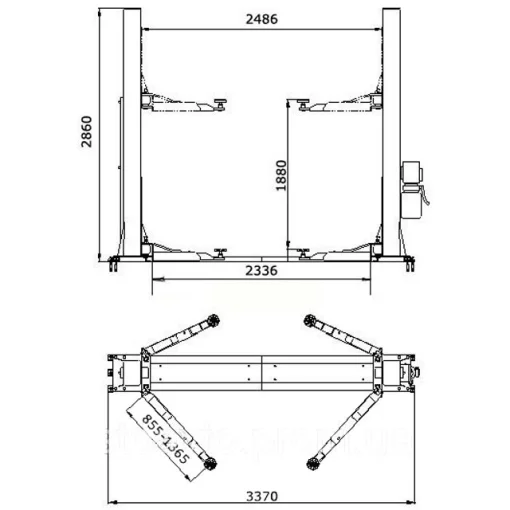 Двостійковий електрогідравлічний підіймач 4 т 380 В LAUNCH TLT-240SBA