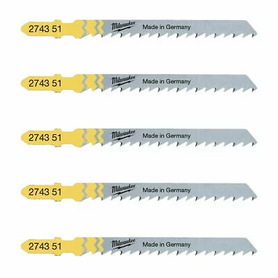 Полотна для лобзиків T101D MILWAUKEE, 75х4,0мм, (5шт), (деревина, чистий різ)