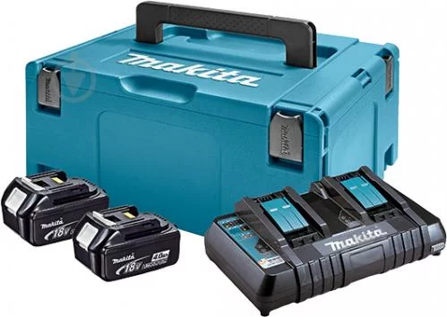 Набір акумулятора та зарядного пристрою Makita 197504-2 LXT BL1840 4х18В 4А·год ЗП DC18RD кейс Makpac3