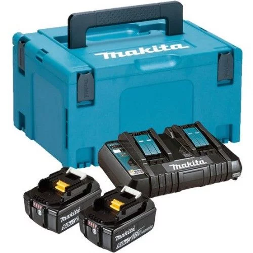 Набір акумулятора та зарядного пристрою Makita197629-2 LXT BL1850B 2х18В 5А·год ЗП DC18RD кейс Makpac3