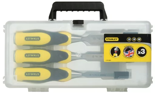 Стамеска Stanley DynaGrip, 12,18,25см, кейс, набір 3шт