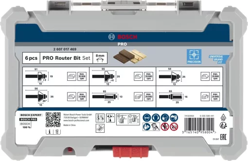 Набір кромкових фасонних фрез Bosch Professional 8мм 6шт