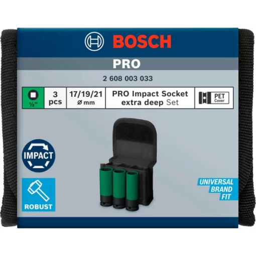 Набір ударних торцевих головок Bosch Professional Extra Deep1/2" 85мм 3шт