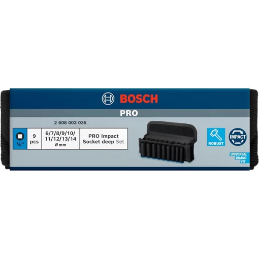 Набір ударних торцевих головок Bosch Professional Deep 1/4" 50мм 9шт