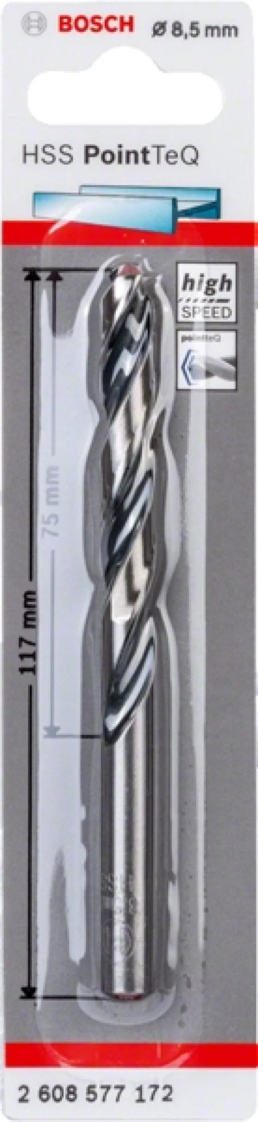 Свердло по металу Bosch Professional PointTeQ 8.5х75мм (DIN 338, 135 град.)