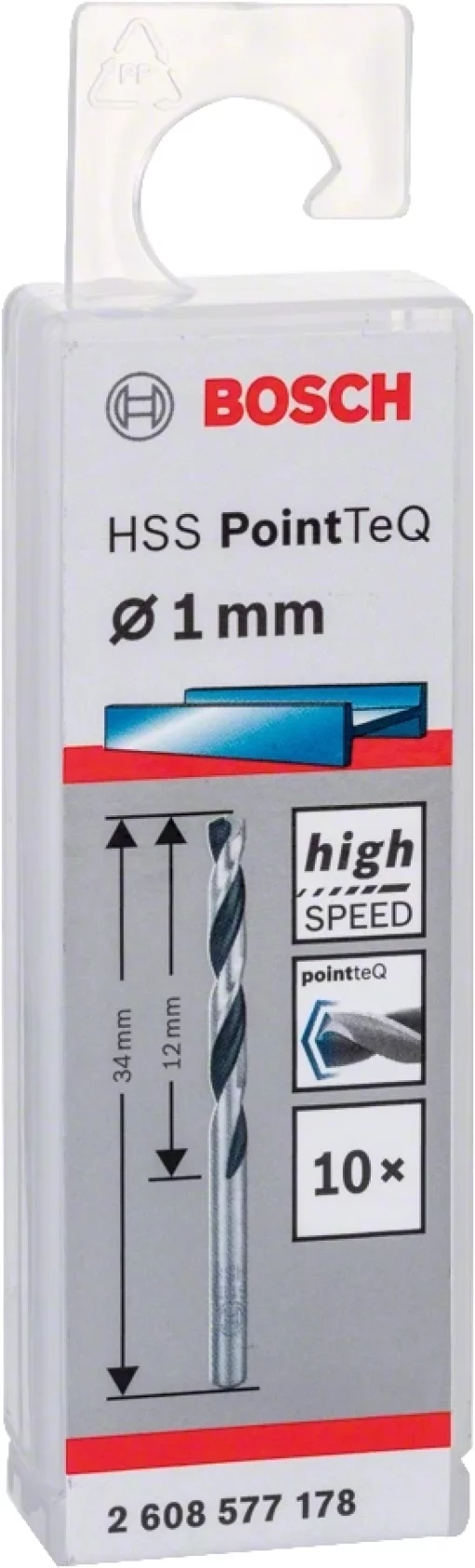 Свердло по металу Bosch Professional HSS-PointTeQ, 1х12х34мм, 10шт