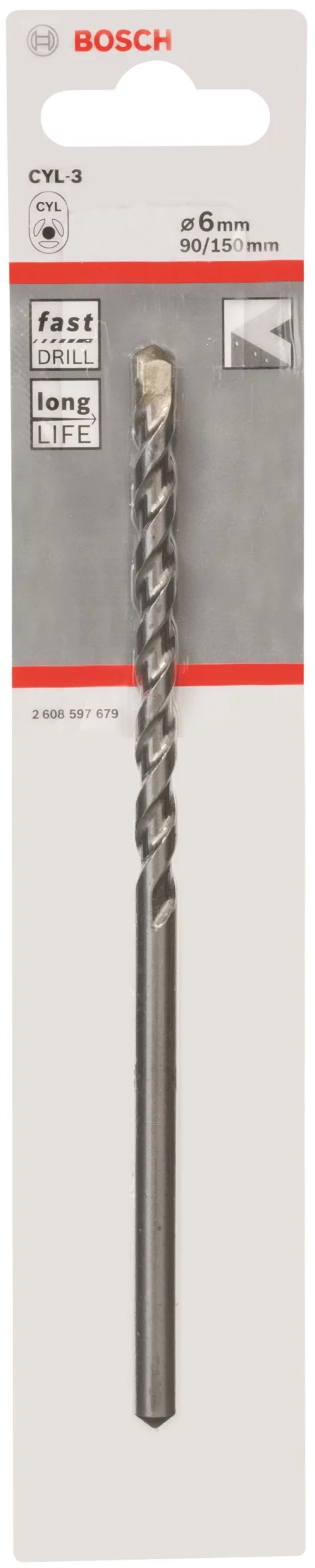 Свердло по бетону Bosch Professional CYL-3, 6х90х150мм SilverPercussion