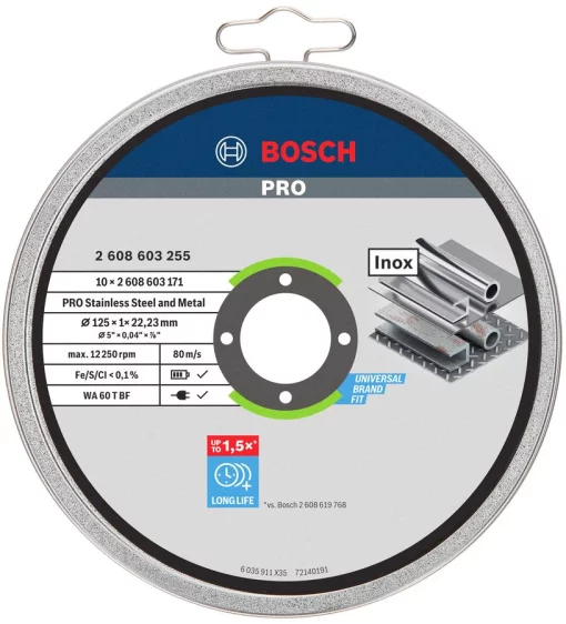 Диск відрізний Bosch Professional Stand по металу, 125х1.0х22.2мм, 10шт