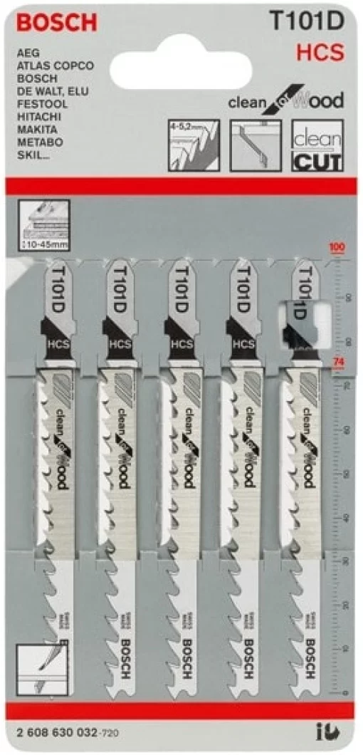 Полотно пиляльне для електролобзика Bosch Professional по дереву T101D, 5шт