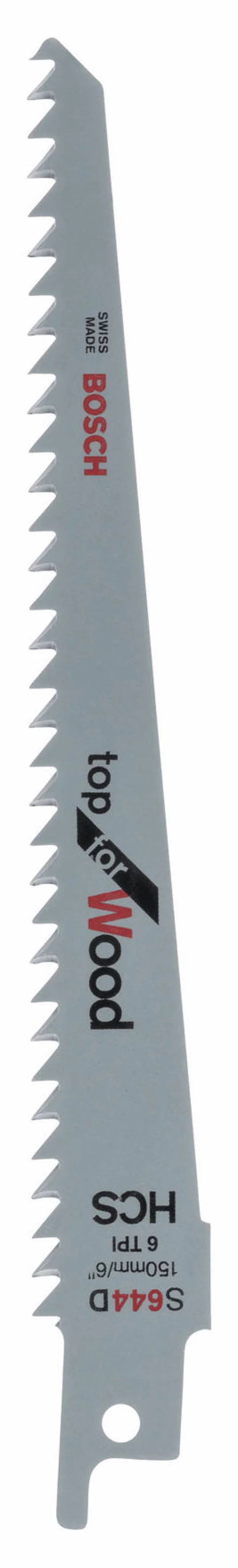 Полотно пиляльне для шабельної пилки Bosch по дереву, S 644 D HCS, 6TPI, 2шт
