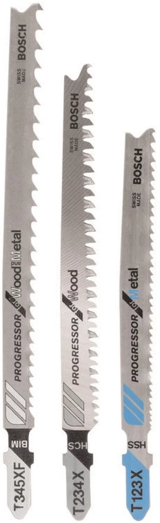 Полотно пиляльне для електролобзика Bosch по дереву та металу, Progressor Wood and Metal, набір 3шт