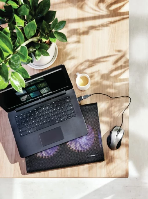 Підставка для ноутбука Trust Azul, до 17.3", 2xUSB-A, BLUE LED, чорний