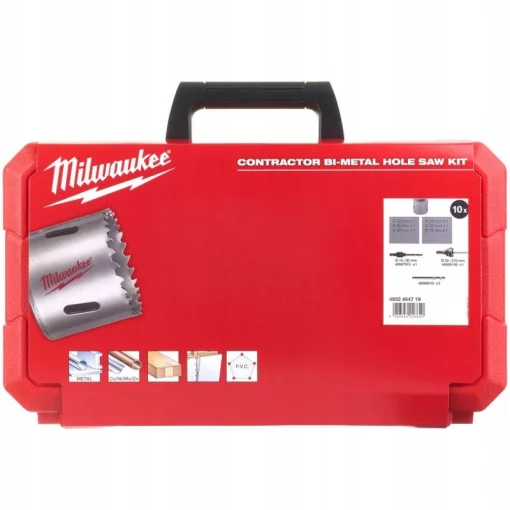 Набір коронок Holesaw BiM Contractor MILWAUKEE Set 1 (Ø25/32/40/54/68/76мм) (10шт.), пластиковий кейс