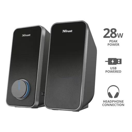 Акустична система Trust Arys 2.0, 14Вт, USB/AUX, чорний