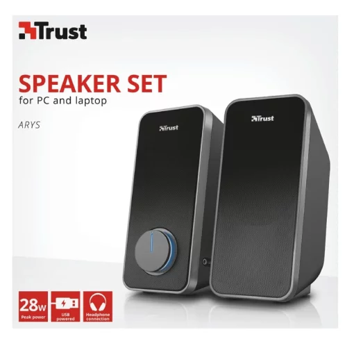 Акустична система Trust Arys 2.0, 14Вт, USB/AUX, чорний