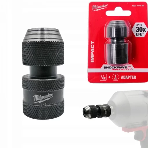 Перехідник ударний ShW MILWAUKEE, з квадрата 1/2'' на 1/4'' Hex
