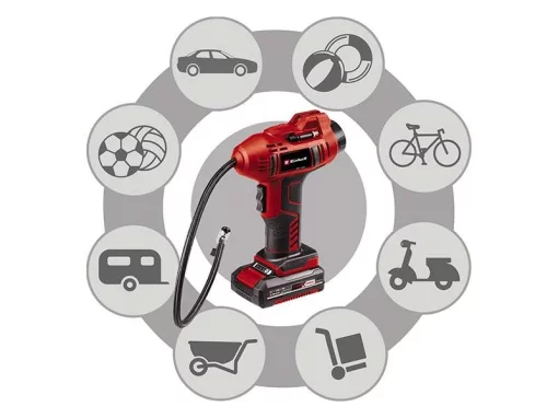 Компресор повітряний ручний Einhell CE-CC 18 Li - Solo, акумуляторний 18В PXC, до 12л/хв, 11бар, 0.76кг без АКБ та ЗП