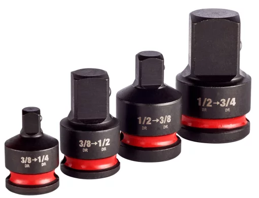 Набір перехідників ударних ShW 3/8"-1/4"; 3/8"-1/2"; 1/2"-3/8"; 1/2"-3/4" MILWAUKEE, (4шт)