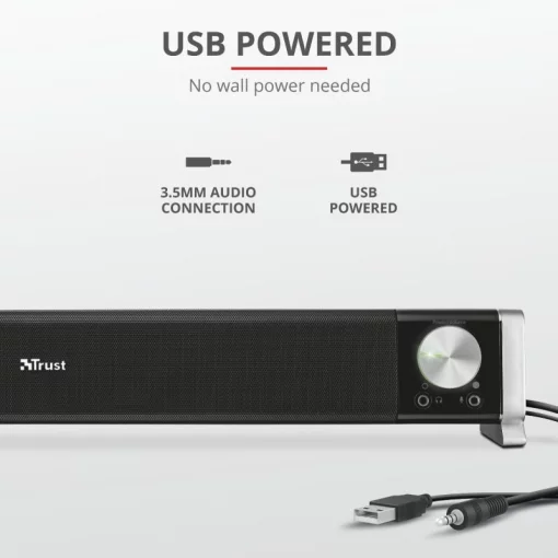 Акустична система Trust Asto Саундбар, USB/AUX, чорний