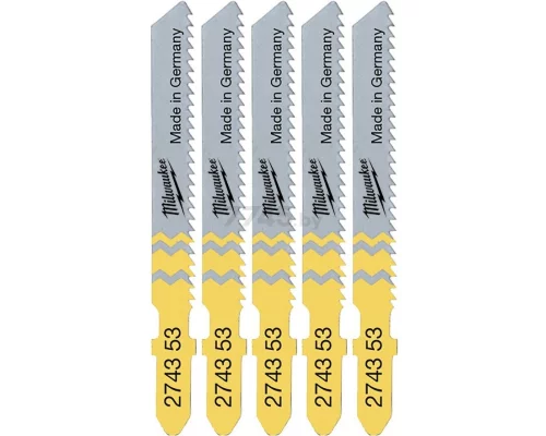 Полотна для лобзиків T101DP MILWAUKEE, 75х4,0мм, (5шт), (деревина, прямий різ)