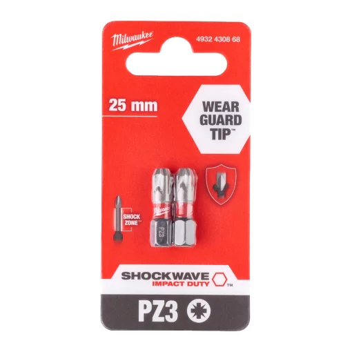Біта SHOCKWAVE MILWAUKEE, PZ3, 25мм, (2шт)