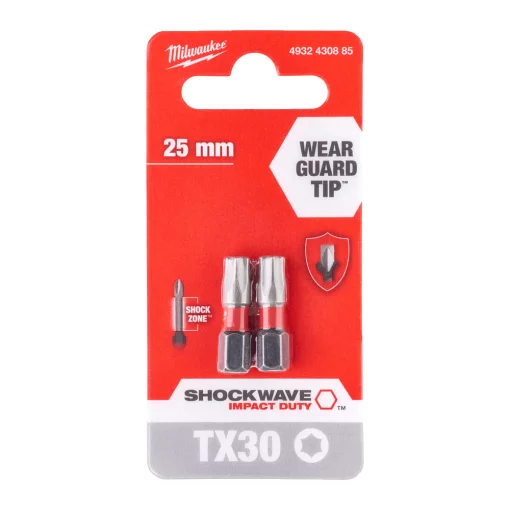Біта SHOCKWAVE MILWAUKEE, TX30, 25мм, (2шт)